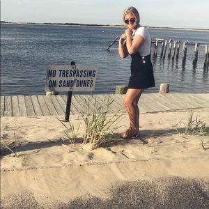 Black overall mini dress